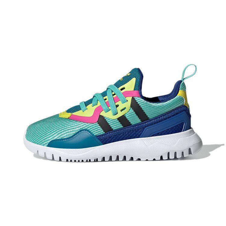 Adidas Originals Flex Series El C Comfortable Versatile Non-Slip Shock Absorbing Durable Low-Top Casual Shoes Kids Sneaker Green Blue FX5333