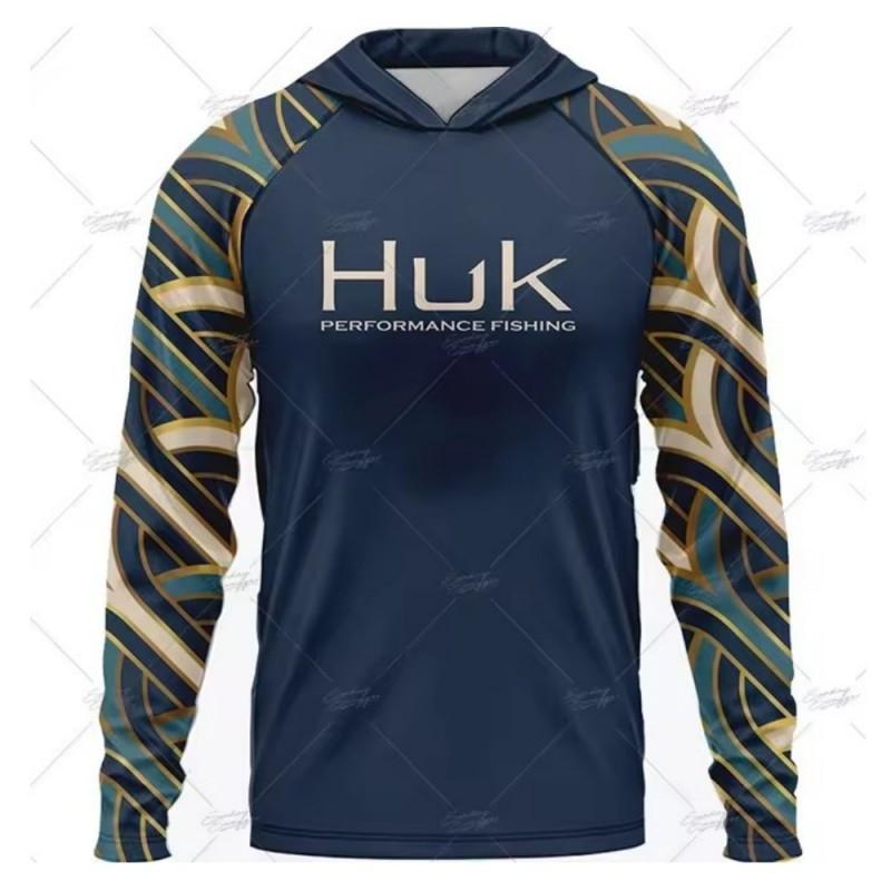 Mens UPF 50 Long Sleeve Fishing Shirt Hooded Quick Dry Breathable Sun Protection T-Shirt Outdoor Summer Fall Sports Cycling