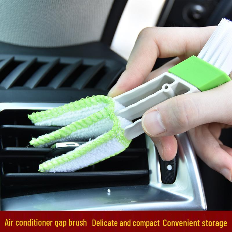 Dual-Headed Soft Bristle Car Vent & Dashboard Dusting Brush