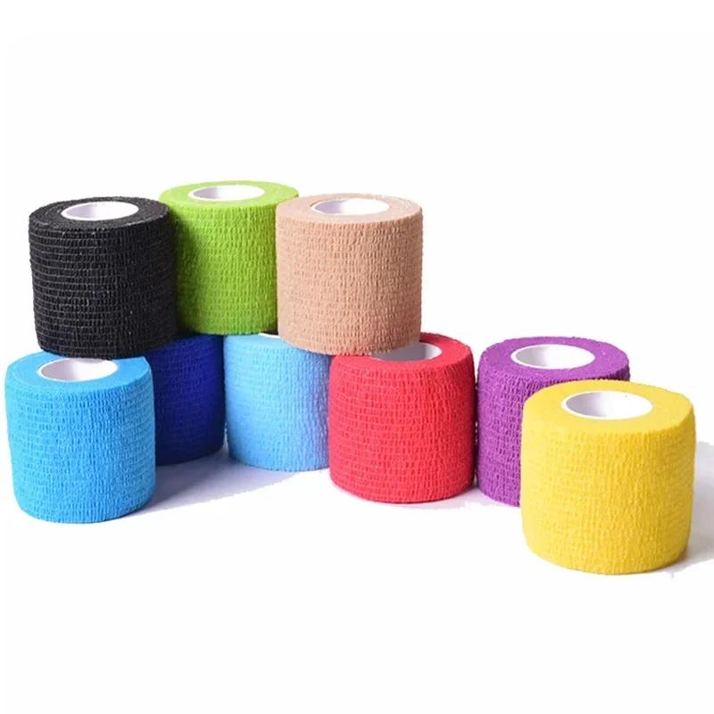 1Roll 2.5/5/10cm*4.5m Gauze Medical Bandage Self-adhesive Breathable Elastic Bandages for Sports Fixing Finger Wrist Leg