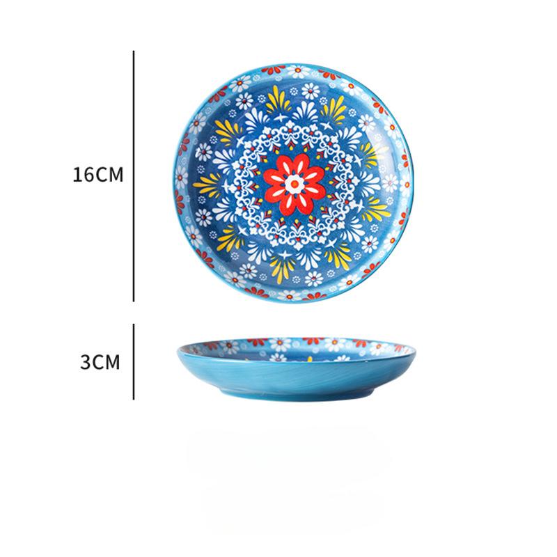 16cm Ceramic Plate Household Small Plate Fruit Plate Dessert Plate Flat Plate Bone Spit Plate