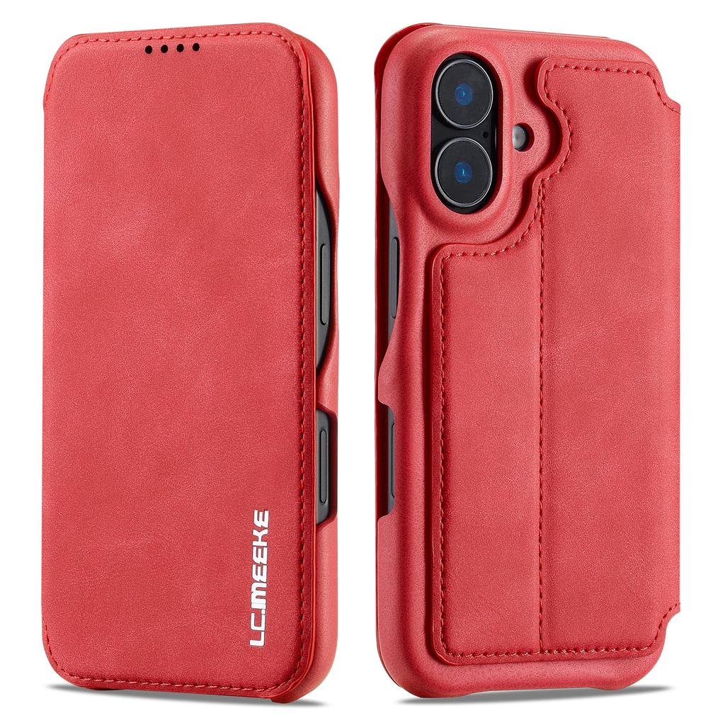 LC.IMEEKE For iPhone 16 Case Card Holder Stand Leather Phone Cover