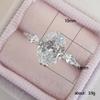 Trendy Female White Stone Ring Classic Silver Color Engagement Ring Charm Oval Cut Stone Wedding Claw Rings for Women