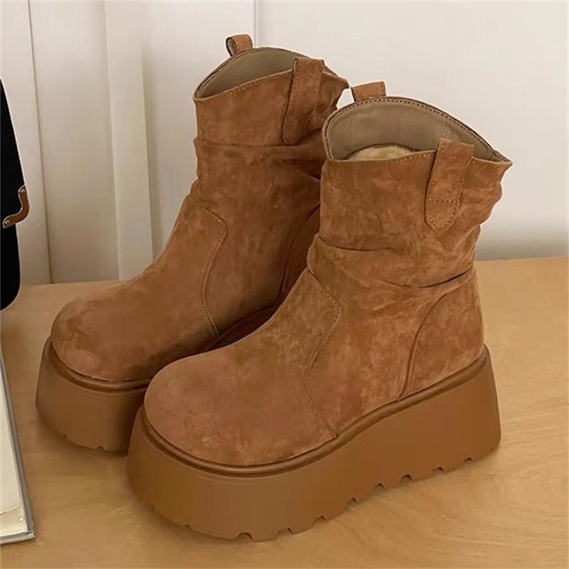 Fashion 2025 Winter Women Warm Cotton Snow Boots Comfort Fur Shoes Concise Platform Thick Bottom Short Botas De Mujer