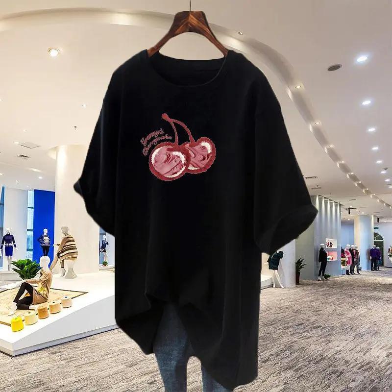 Women's Cartoon Pure Cotton Basic T-shirt, Casual Loose Short Sleeved T-shirt, Round Neck Top, Summer Fashion