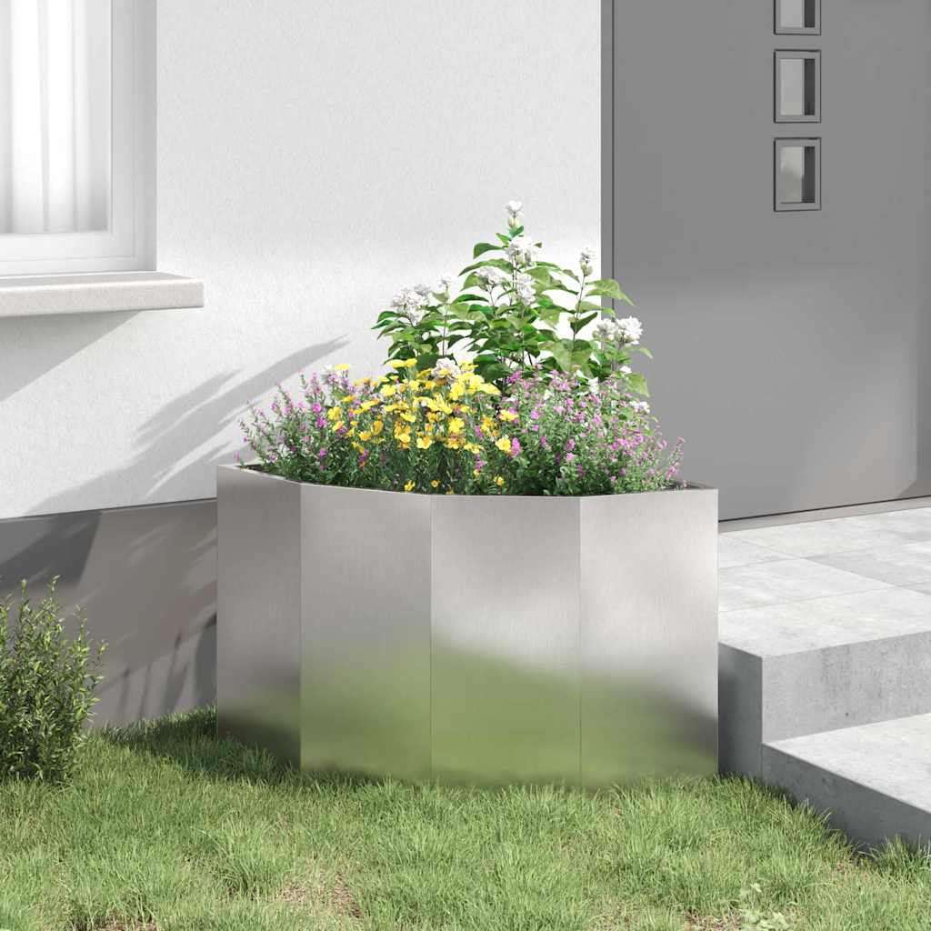 Corner Planter Silver 60 X 60 X 50 Cm Stainless Steel