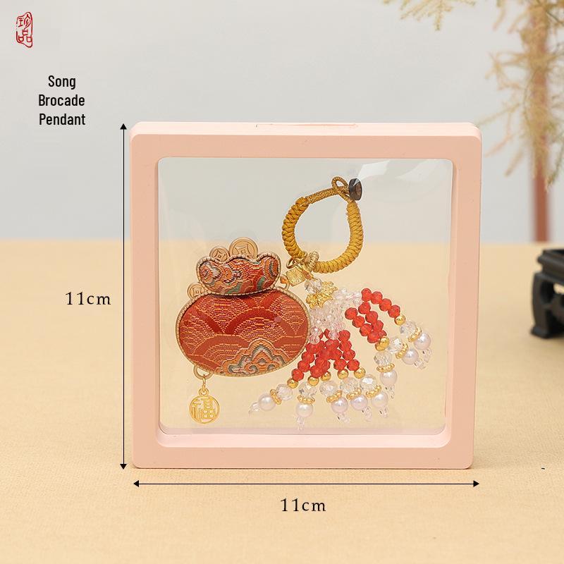 Crystal Tassel Horse Pendant Sachet: Cultural Brocade Keychain Gift