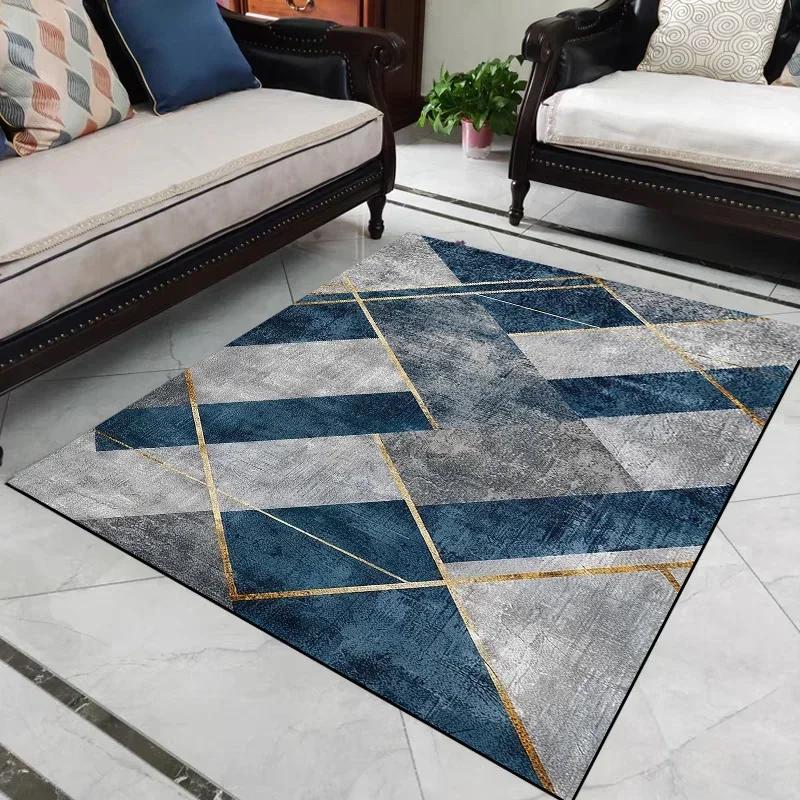 Light Luxury Geometry Carpets Modern Living Room Large Area Rugs Home Sofa Chair Side Soft Mat Room Decor Doorway Hallway Carpet