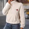 Women's Warm Fuzzy Oversized Fleece Sweatshirt Winter Sherpa Pullover Comfortable Casual Long Sleeve Quarter Zip with Pocket