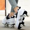 Deformation Shoes Roller Sneakers With 4 Wheels Skates Adult Kids Runaway Parkour Wheels Shoes For Women Men Youth Sport Shoes