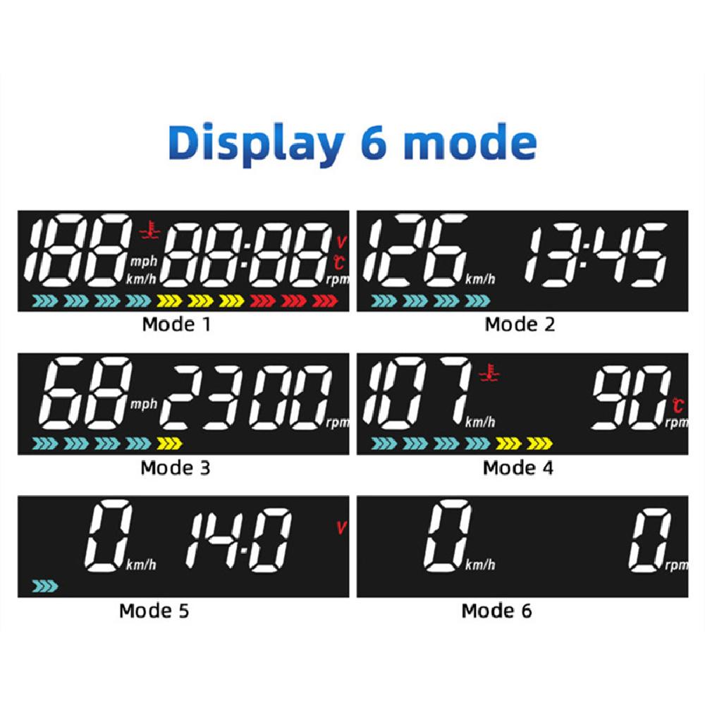 Obd2 Electronic Folding Screen Hud Speed Rpm Low Voltage Warning With Ambient Backlight
