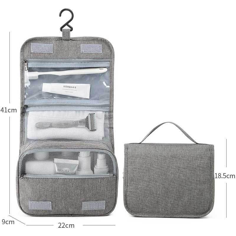 Foldable Waterproof Travel Wash Bag with Wet/Dry Separation and Wall-Hanging Design
