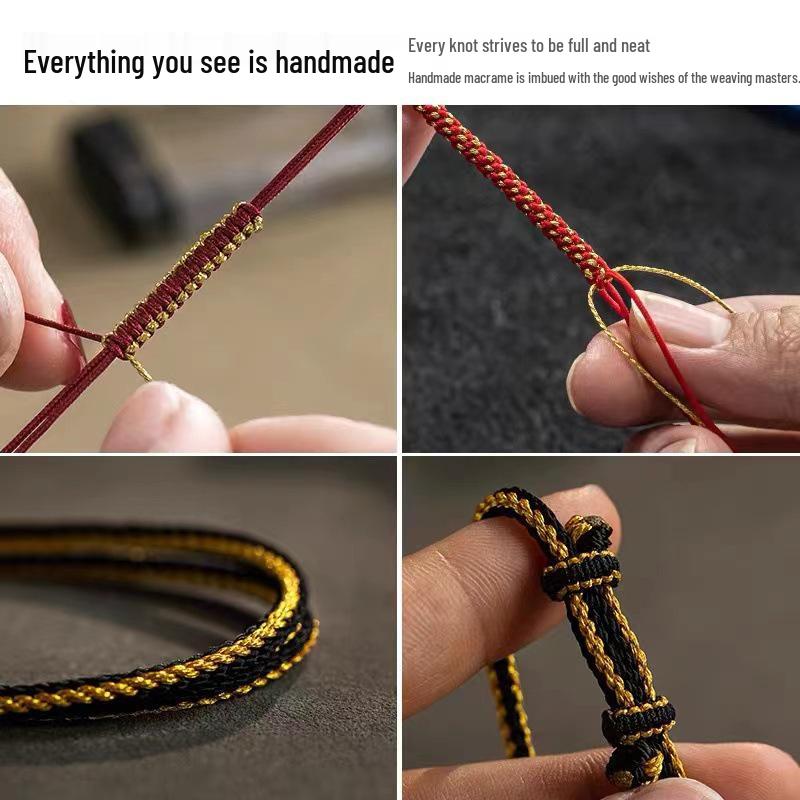 Southern Red Jade and Gold Amber Pendant with Handmade Woven Rope