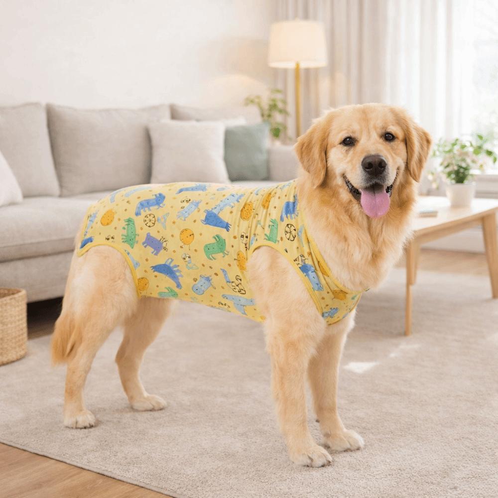 Cotton Dog Recovery Suit Cartoon Dog Jumpsuit Dog Sterilization Suit  Prevents Licking Wounds