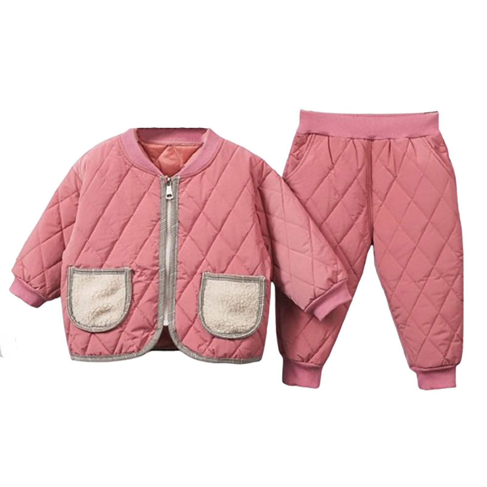 

Зимний костюм для мальчиков и девочек с хлопковой подкладкой, утолщенное хлопковое пальто 110 розовый