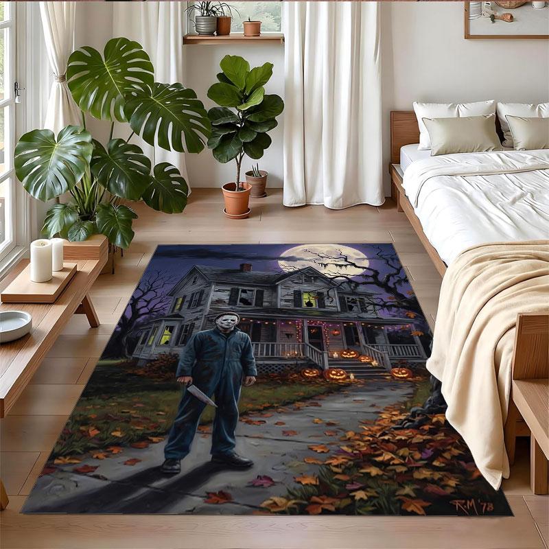 Crystal Velvet Rug Soft Non Slip Indoor Floor Mat Home DecorHalloween Michael Myers