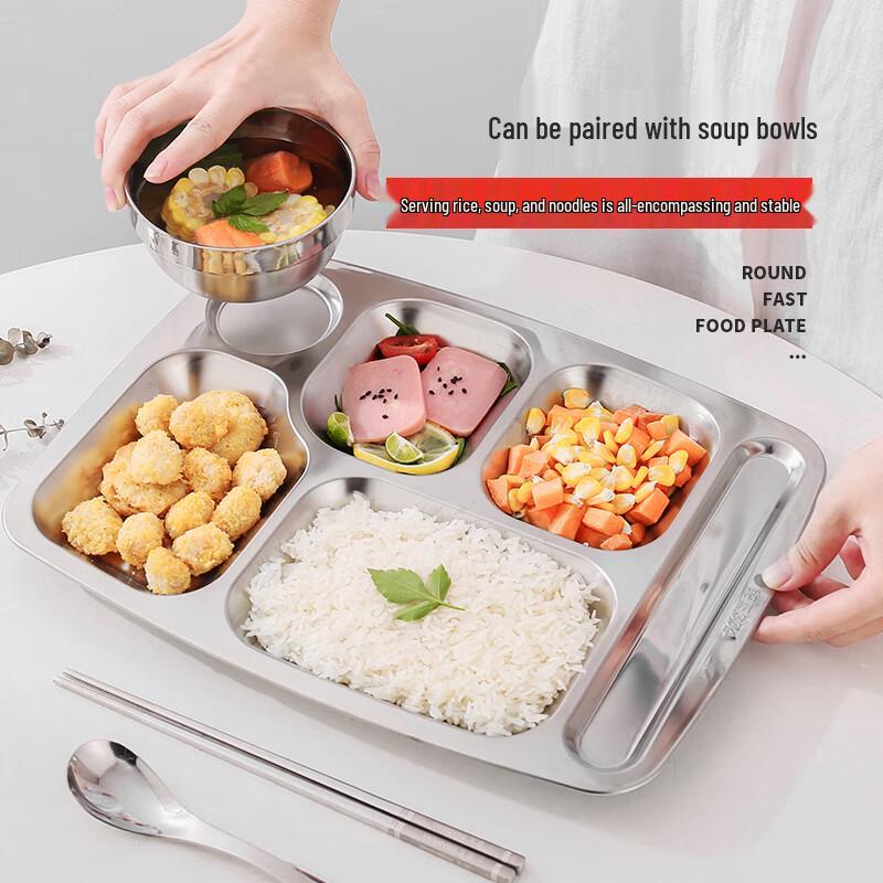 304 Stainless Steel Compartmented Canteen Tray