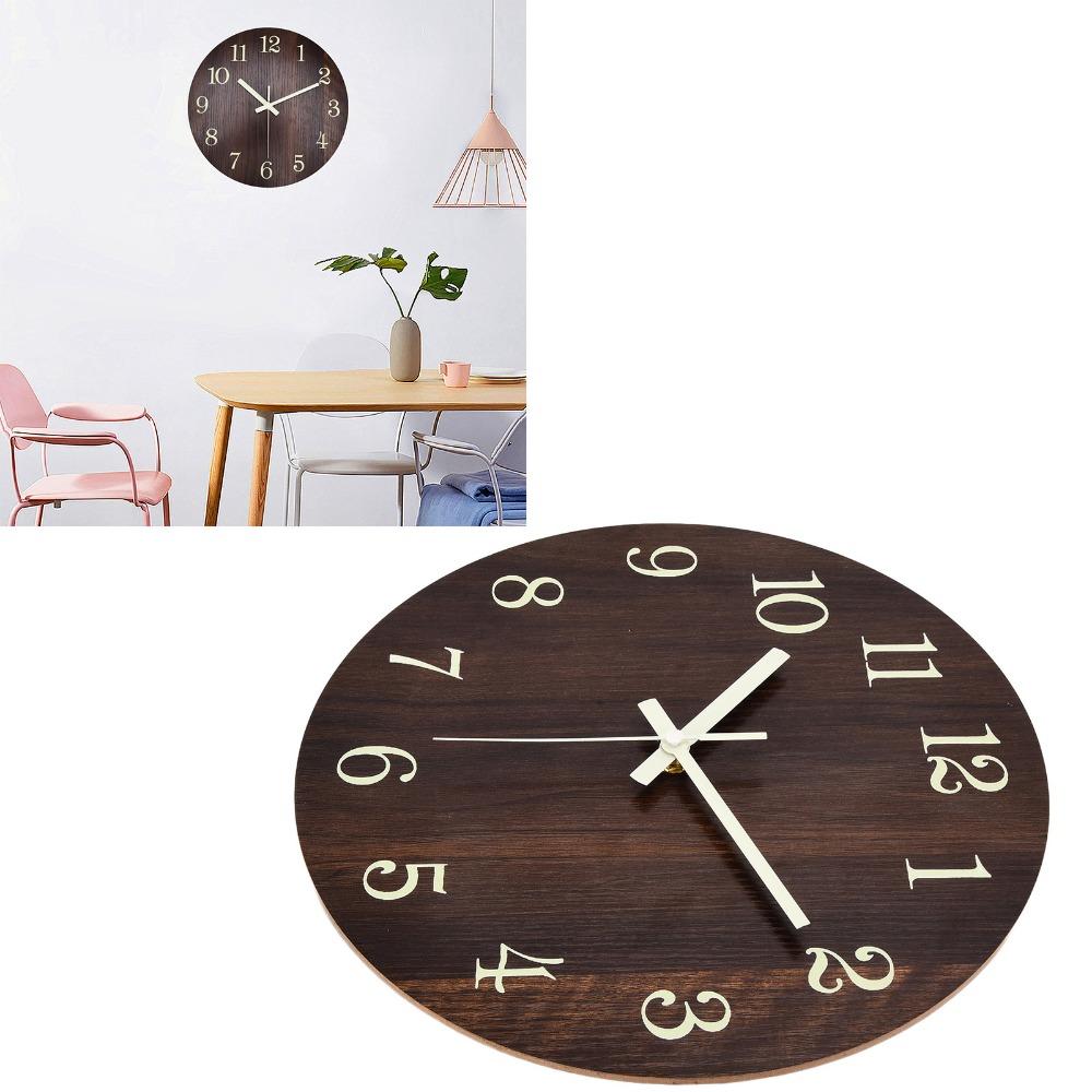 Luminous Wood Wall Clock Wood Rustic Wall Clock Classic Retro Wall Clock For Bedroom