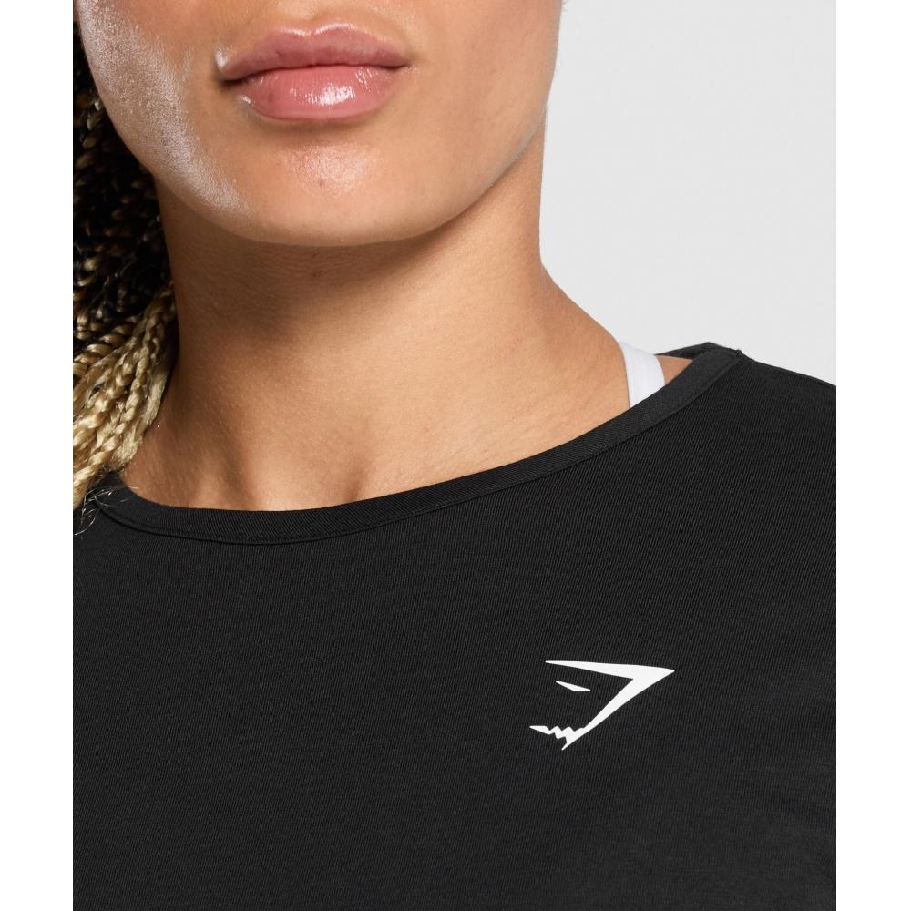 Gymshark Training Oversized Cotton Long Sleeve Top Black B7a7a Bb2j