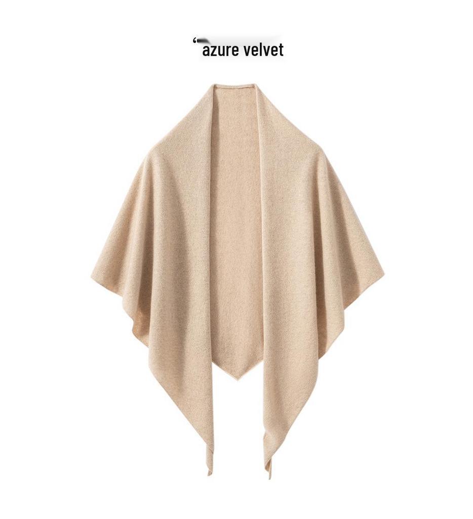 Women's 100% Pure Cashmere Triangle Scarf - Autumn/Winter Style, Warm and Versatile Knit Shawl