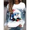 European and American Cross-border Christmas Element Printed Round Neck Long-sleeved Pullover Loose Fashionable Sweatshirt