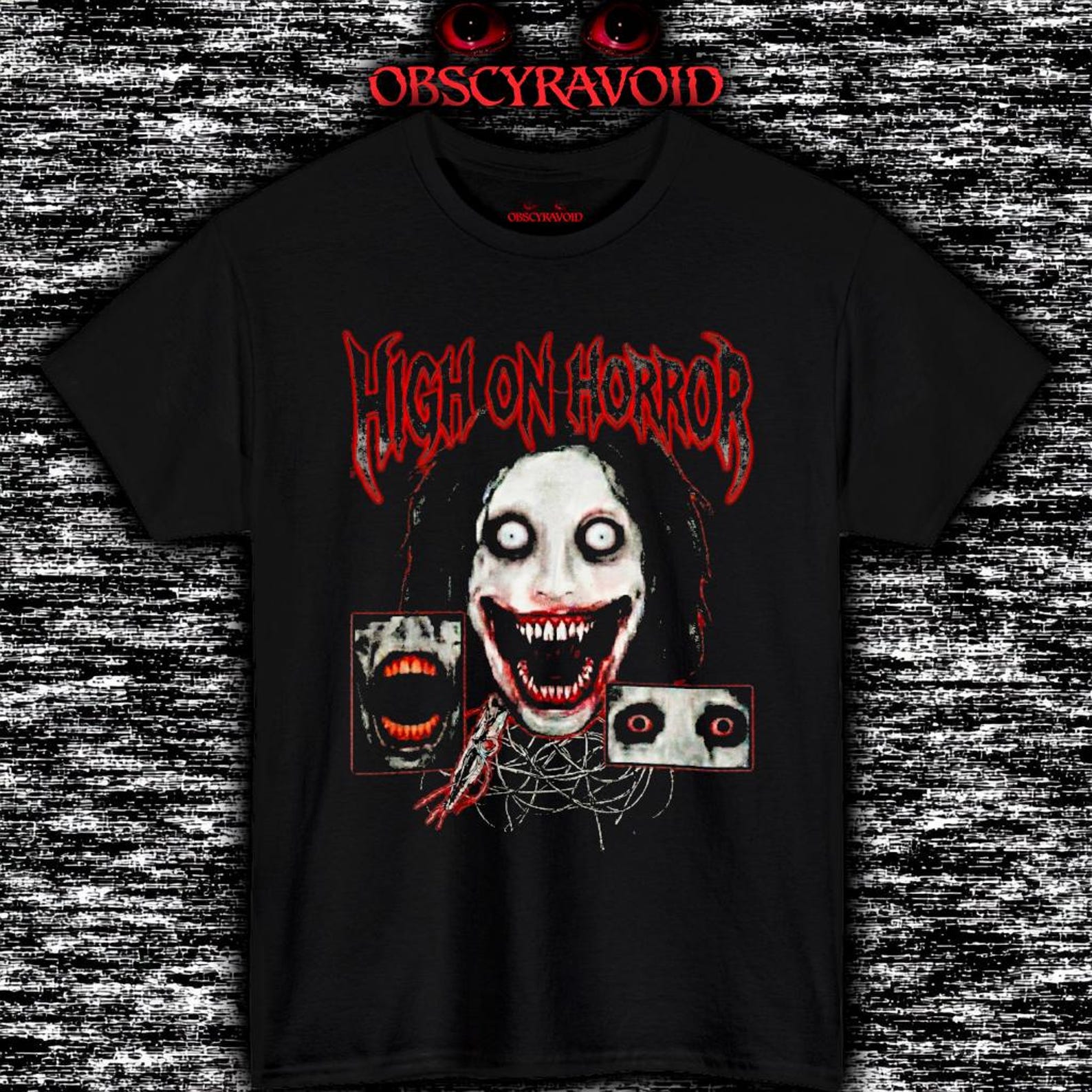 High On Horror T-Shirt Analog Horror Tee, Creepy Smiling Face Shirt 2XL