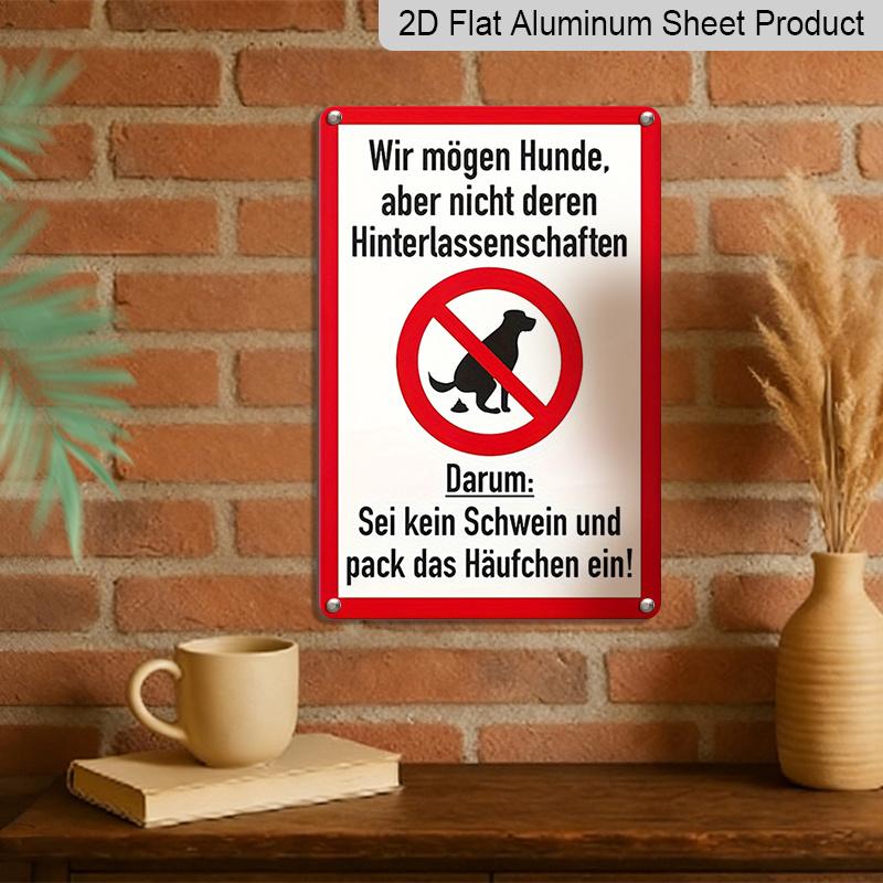 2D Flat Vintage German "No Dog Poop" Metal Sign - Rustic Wall Decor for Home & Garden, Durable Indoor/Outdoor Use, Perfect for Beer Enthusiasts, Dog