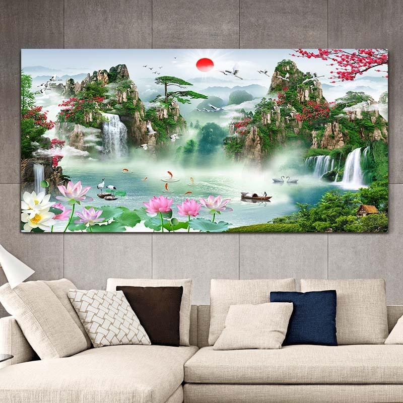 Waterfall Landscape Canvas Painting Modern Posters and Print Making Gallery Home Decoration Wall Art Painting
