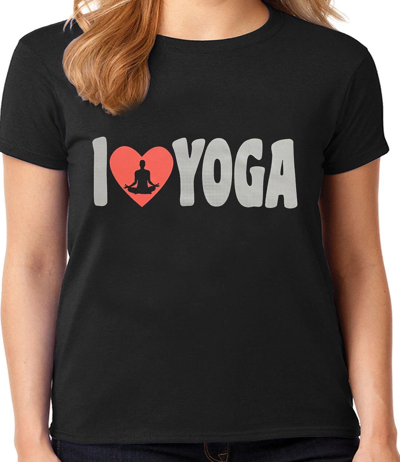 I Love Yoga Tee Shirt Womens Ladies T-shirt Yoga Gifts Gear Apparel Accessories XXXXL