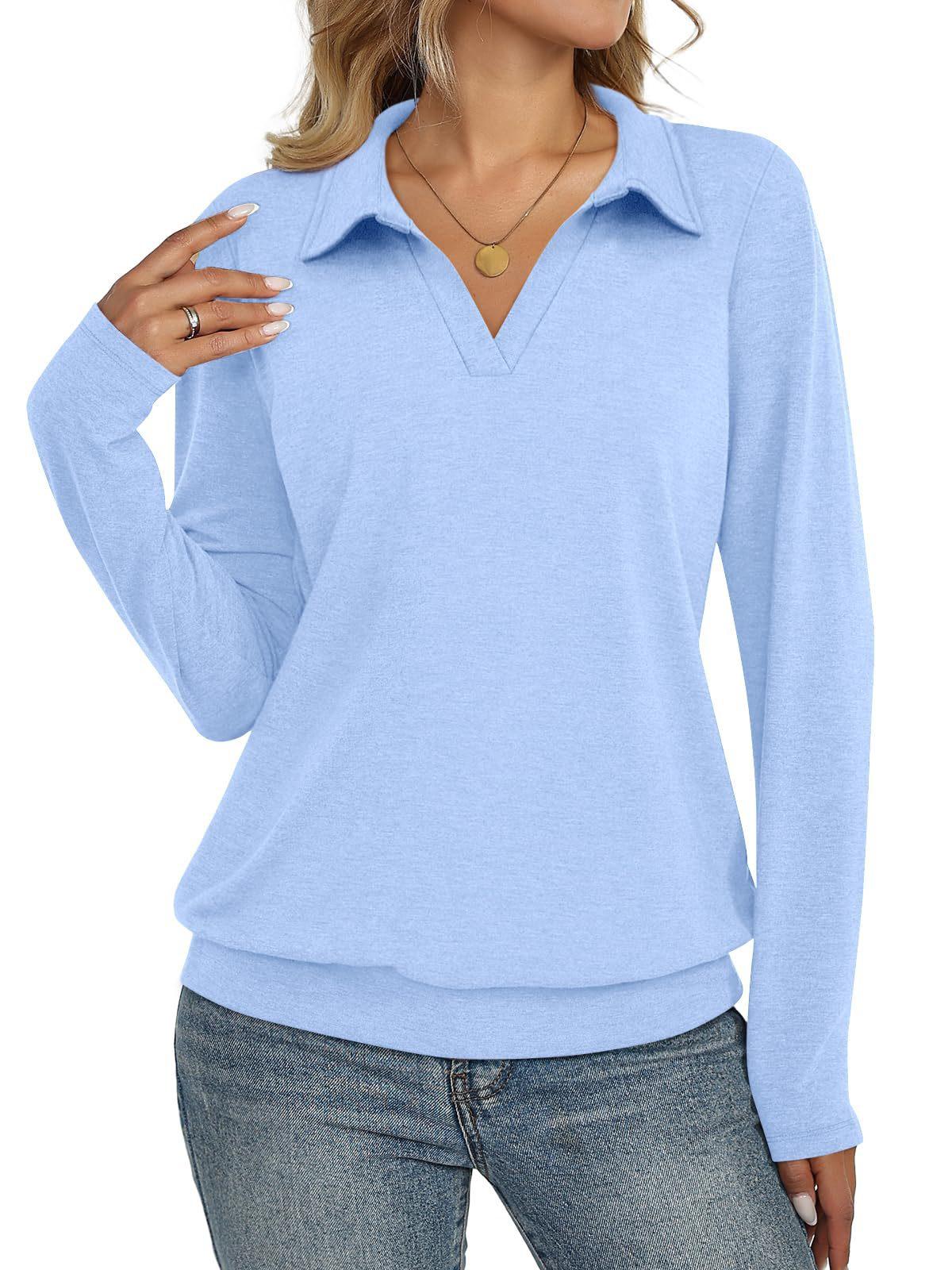 Women Long Sleeve V Neck Thermal Base Pullover Shirt Casual Top S