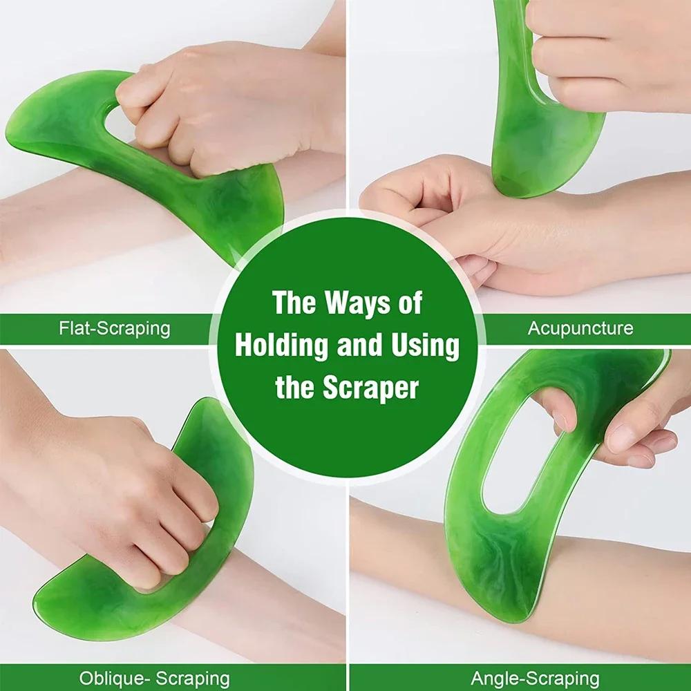 Gua Sha Massage Tool with Handle Resin Massager Scraping Board for Body Shaping Muscle Neck Back Face Gua Sha Massage Tool Body