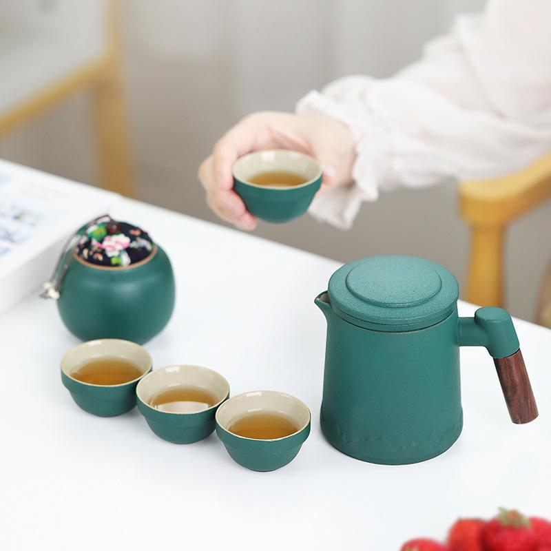 Travel Kung Fu Tea Set Kuaike Cup Small Set Single Portable One Pot Four Cups Outdoor Tea Pot Tea Cup