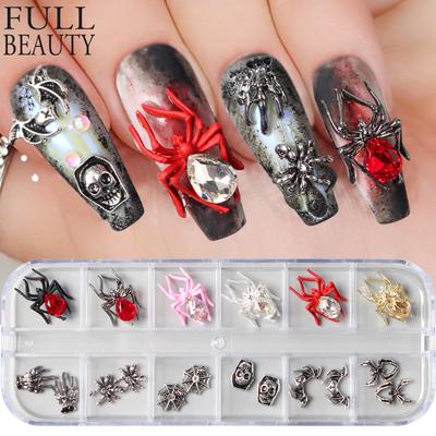 New Nail Art Accessories Halloween Dark Gem Spider Skull Ghost Hand Metal Alloy Nail Accessories