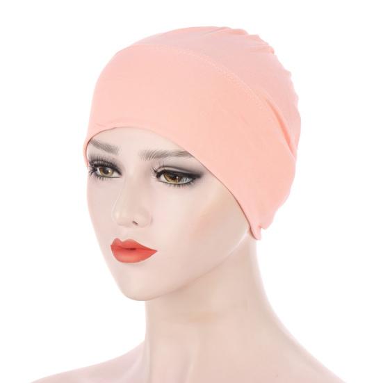 Women Solid Color Elastic Bandanna Turban Cap Head Scarf Cover Hat Headdress