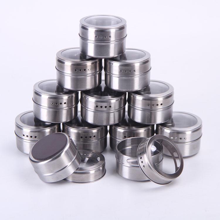 Magnetic Dustproof Transparent Wall-Mounted Stainless Steel Seasoning Jar for Kitchen & Outdoor BBQ