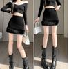 A-Linien-Rock Damen Winter Neu Hohe Taille Kurzer Rock Wolle Elegant Spleißen Hüftrock