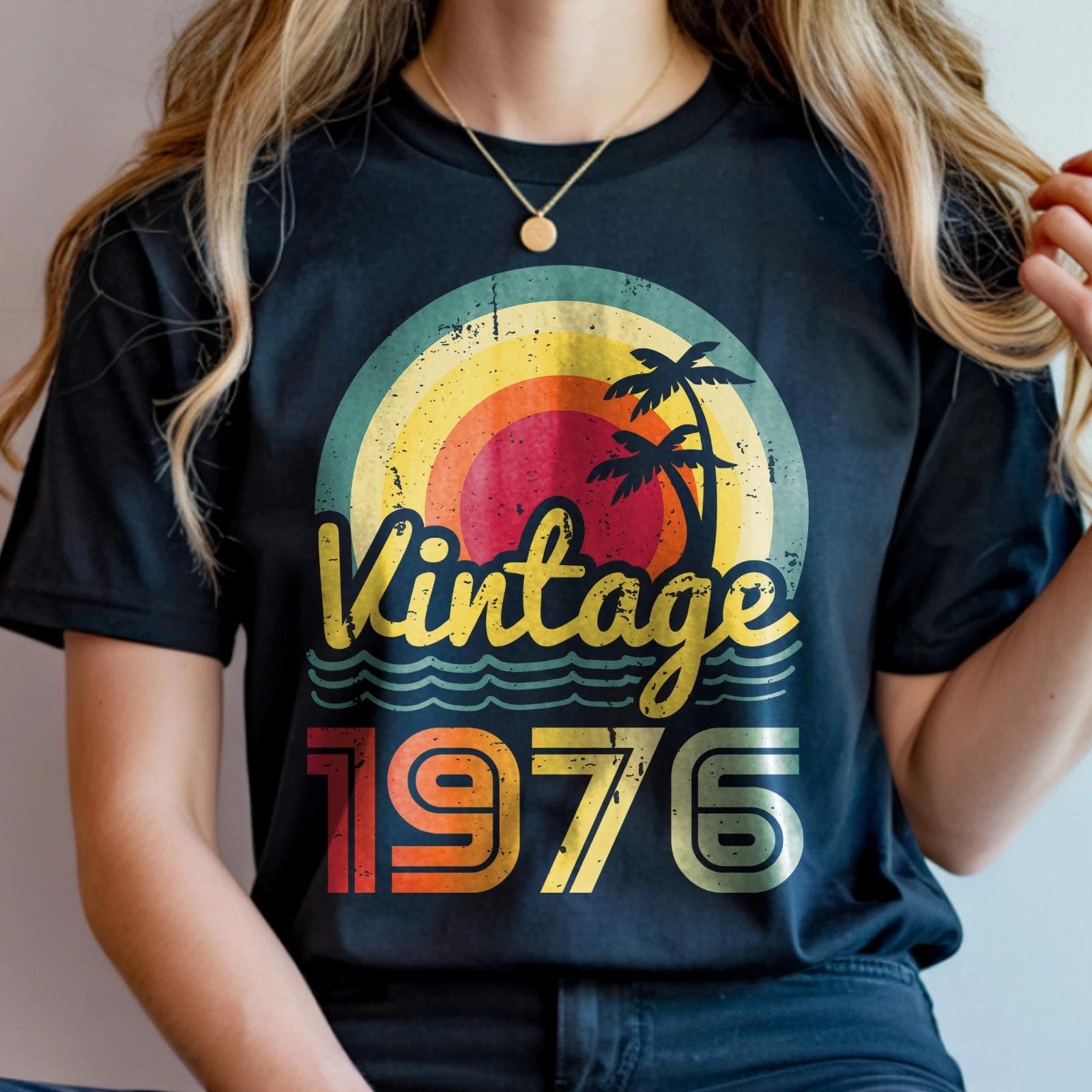 Vintage 1976 Shirt, 50th Birthday T-Shirt, Retro Milestone Bday Tee 4XL