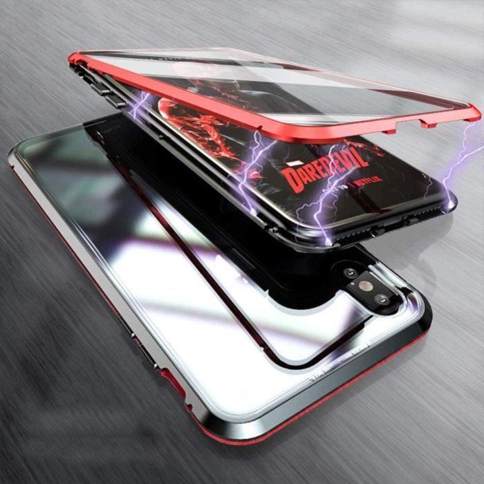 Kryt pro iphone x - xs - magnetická absorpce - kovový rám - tvrzené sklo - ultralehký