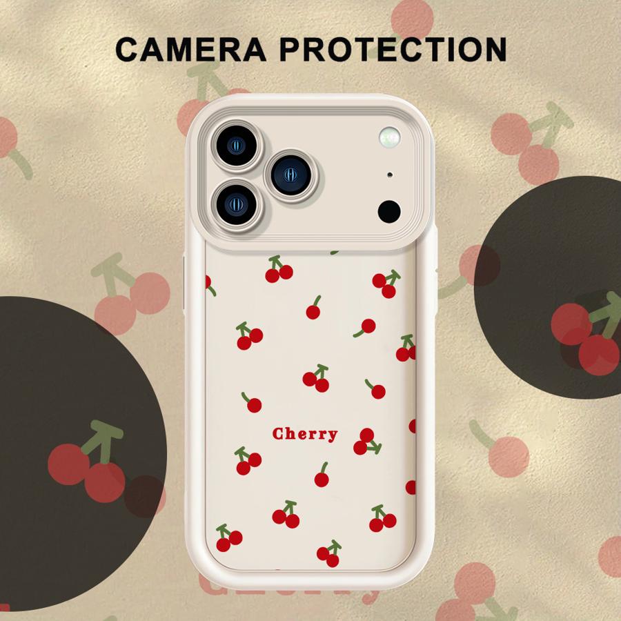 Case for iPhone 17 Pro Max Air 13 16 15 Plus 17e 11 14 12 Pro Phone Cover Cute Cartoon Cherry Lichee Pattern