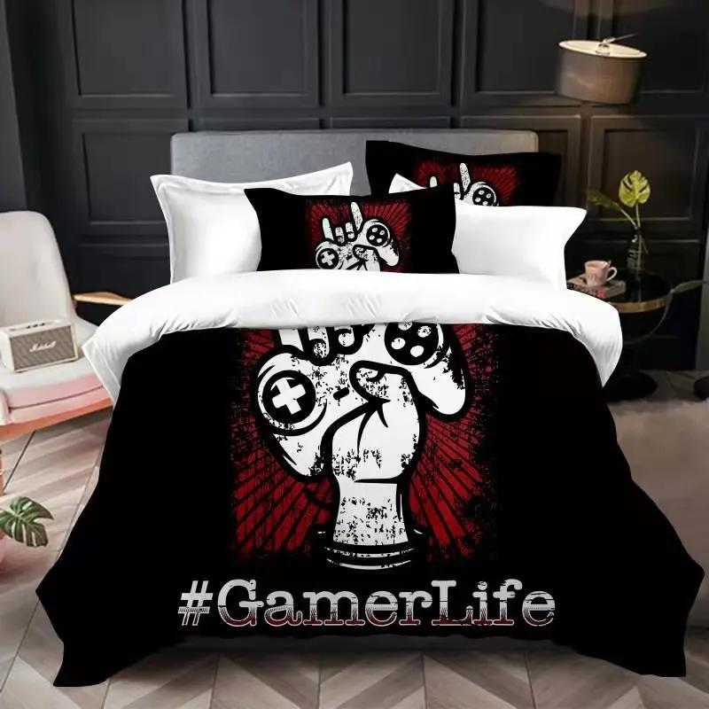 Gamer Bedding Sets For Boys Teen Gaming Duvet Cover Set Video Games Comforter Cover Playstation Designs Bed Set With Pillowcase