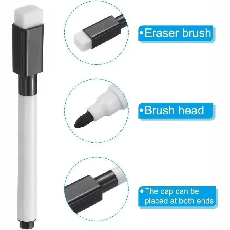 Dry Erase Markers with Eraser Cap 5/10PCS Smooth Writing Erasable Pens for Office Meeting Whiteboard Training Classroom