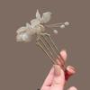 U Shape Jade Orchid Hairpin For Women Vintage Chinese Style Wrapping Flower Hairpin Handmade Metal Jewelry Hair Accessory