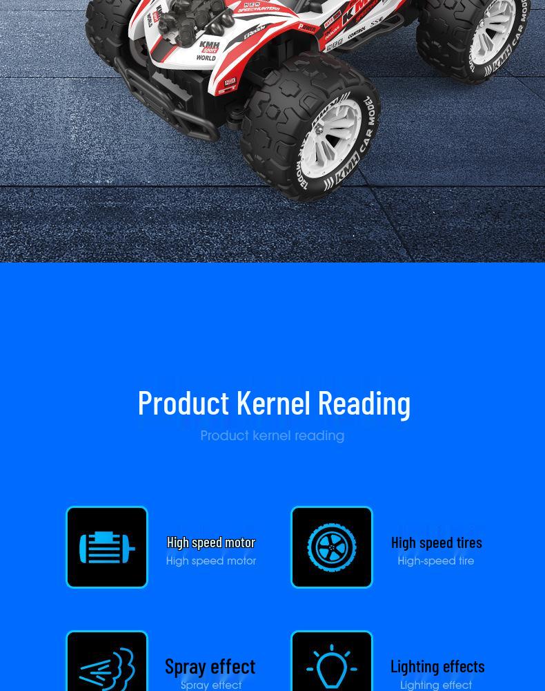 Mașină de teren de mare viteză cu telecomandă 2.4G cu spray Big Foot - Jucărie pentru copii