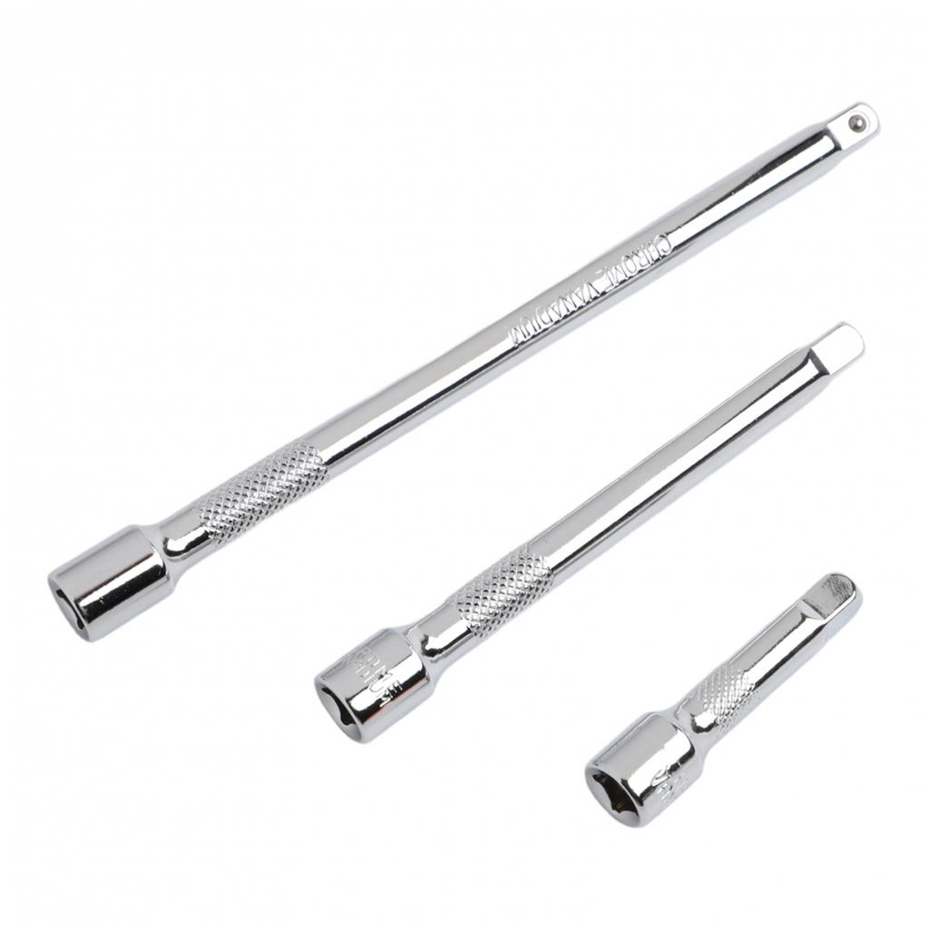 Professional Grade Extension Bar Set 3 Piece Drive Ratchet Socket Extenders