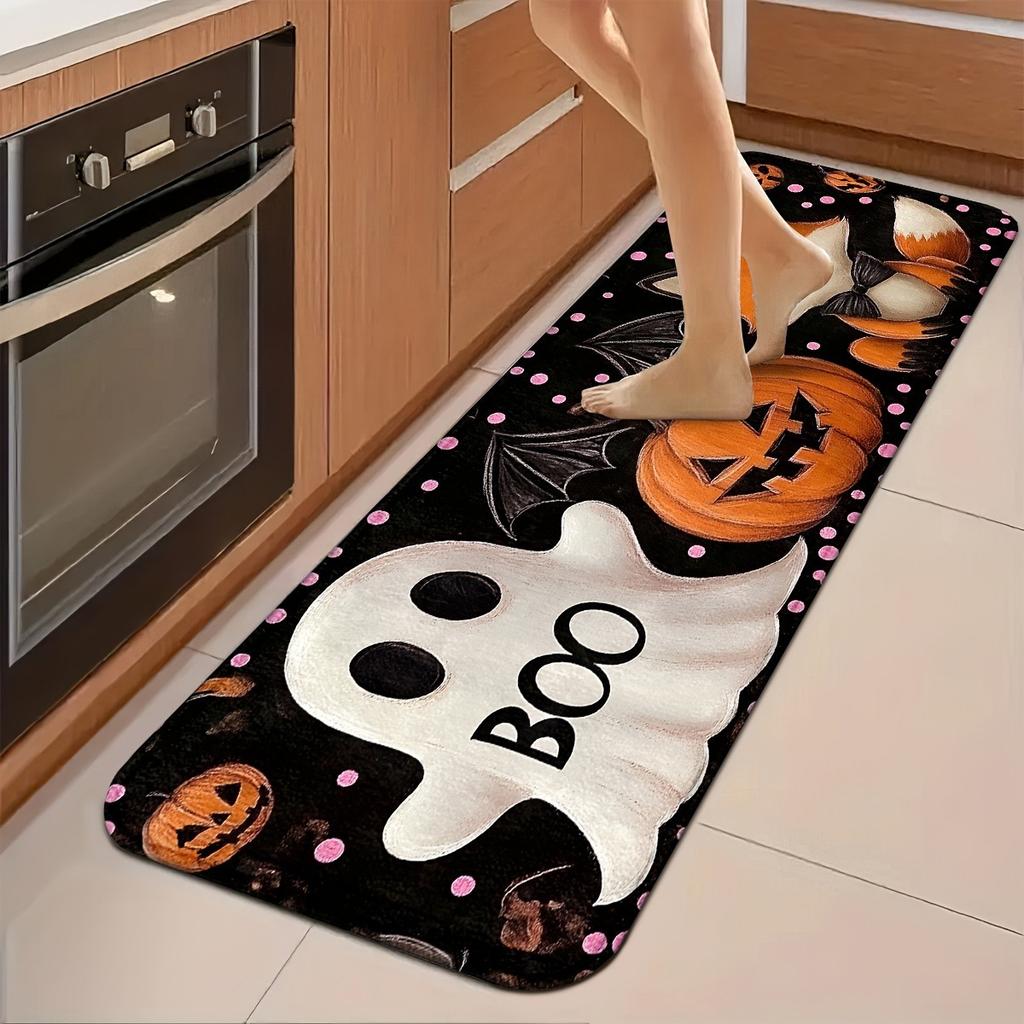1PC Halloween skull Kitchen Rug Non-Slip Door Mat Pop design Bathroom Rug Bath Mat Carpet for Home Sink Laundry Decor