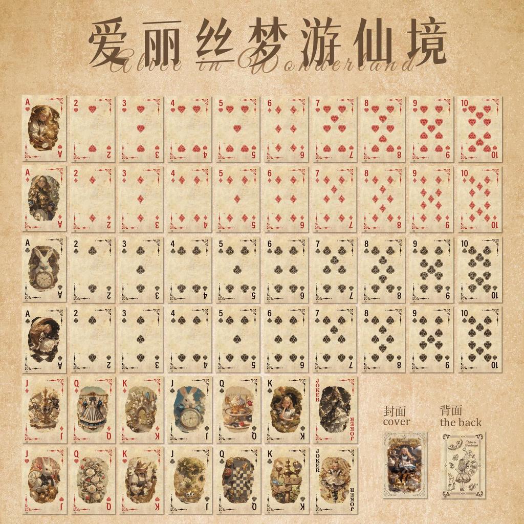55 pcs Blue core paper poker retro style character girls puzzle entertainment poker hard card