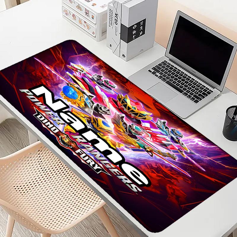 Custom Name Personalized Mighty Morphin Power Rangers Pattern Mousepad, Laptop PC Desk Mat, Decorative Desk Mat for Home Keyboard Pad Gift