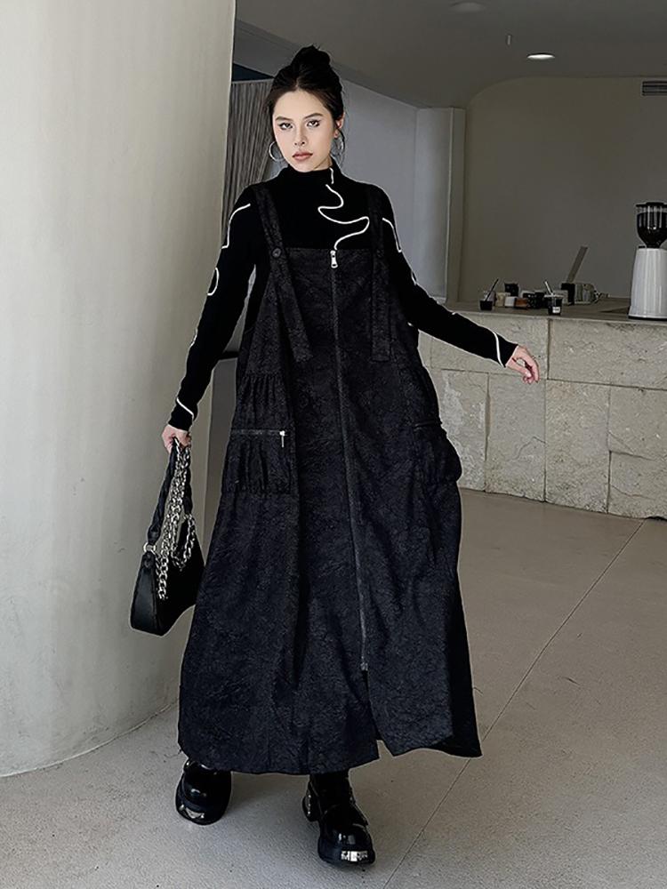 Платья без рукавов с квадратным воротником и бретельками XITAO HQQ2381 One Size чёрный — фото 6