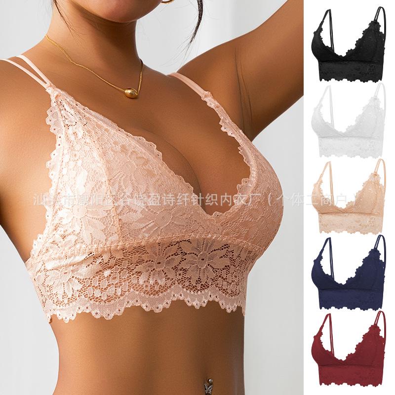 European & American Hot-selling Anti-sagging French Lace Double Strap Sexy Bra
