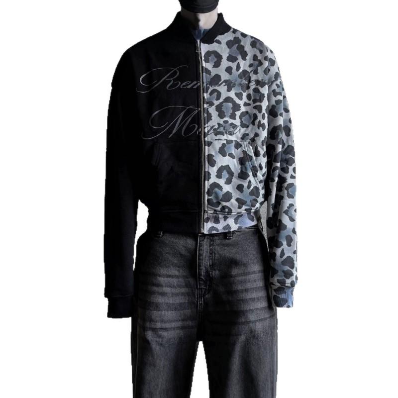 Y2K Black Dual Color Print Hoodie Mens Loose Fit Zip Up Gothic Streetwear